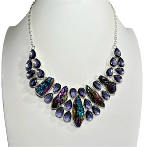 Titanium Druzy 925 Large Gemstone Necklace